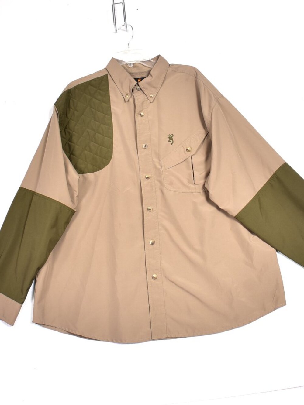 Browning Men's XL Brown Green Shirt Long Sleeve Vented Performance Outdoor